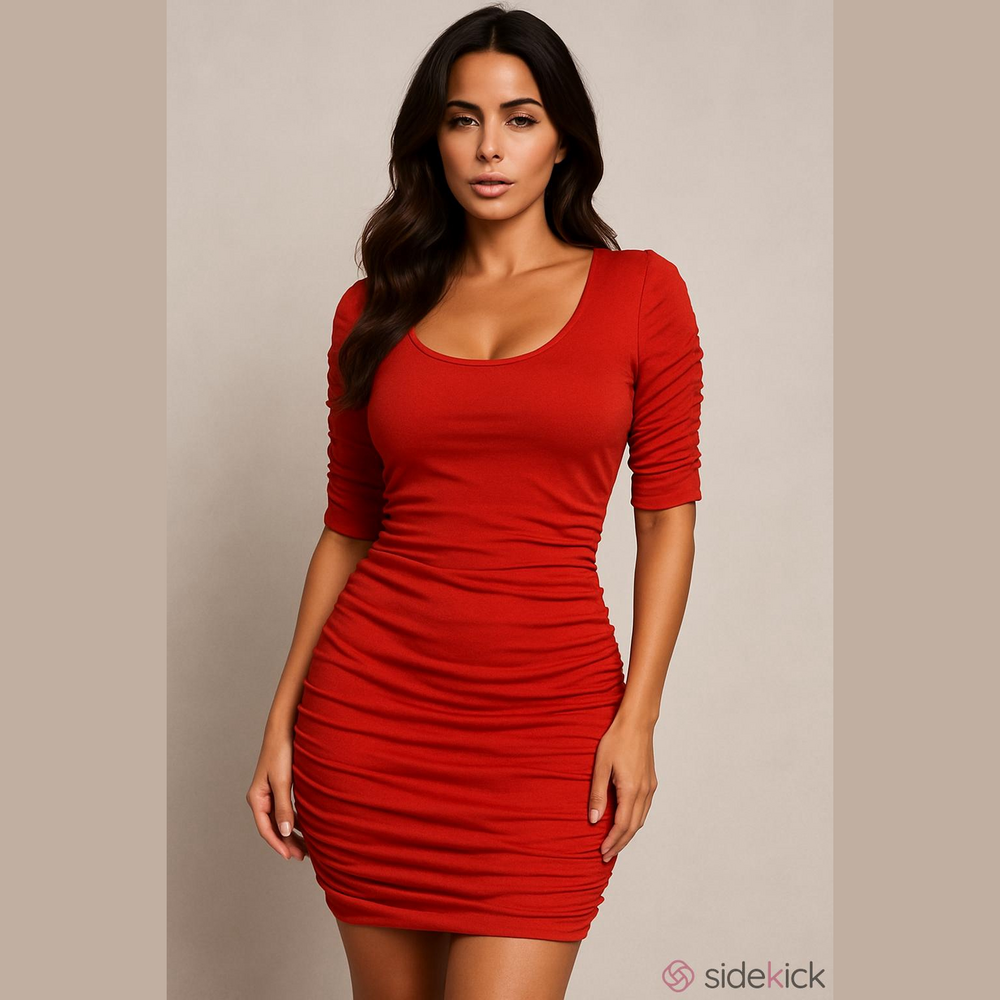 Sofia Vergara Red Jersey Bodycon Dress Medium